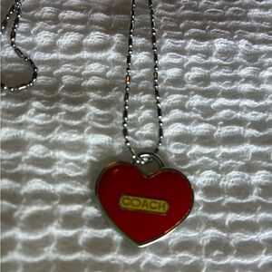 Super Cute Faux Coach Red Heart Charm Necklace